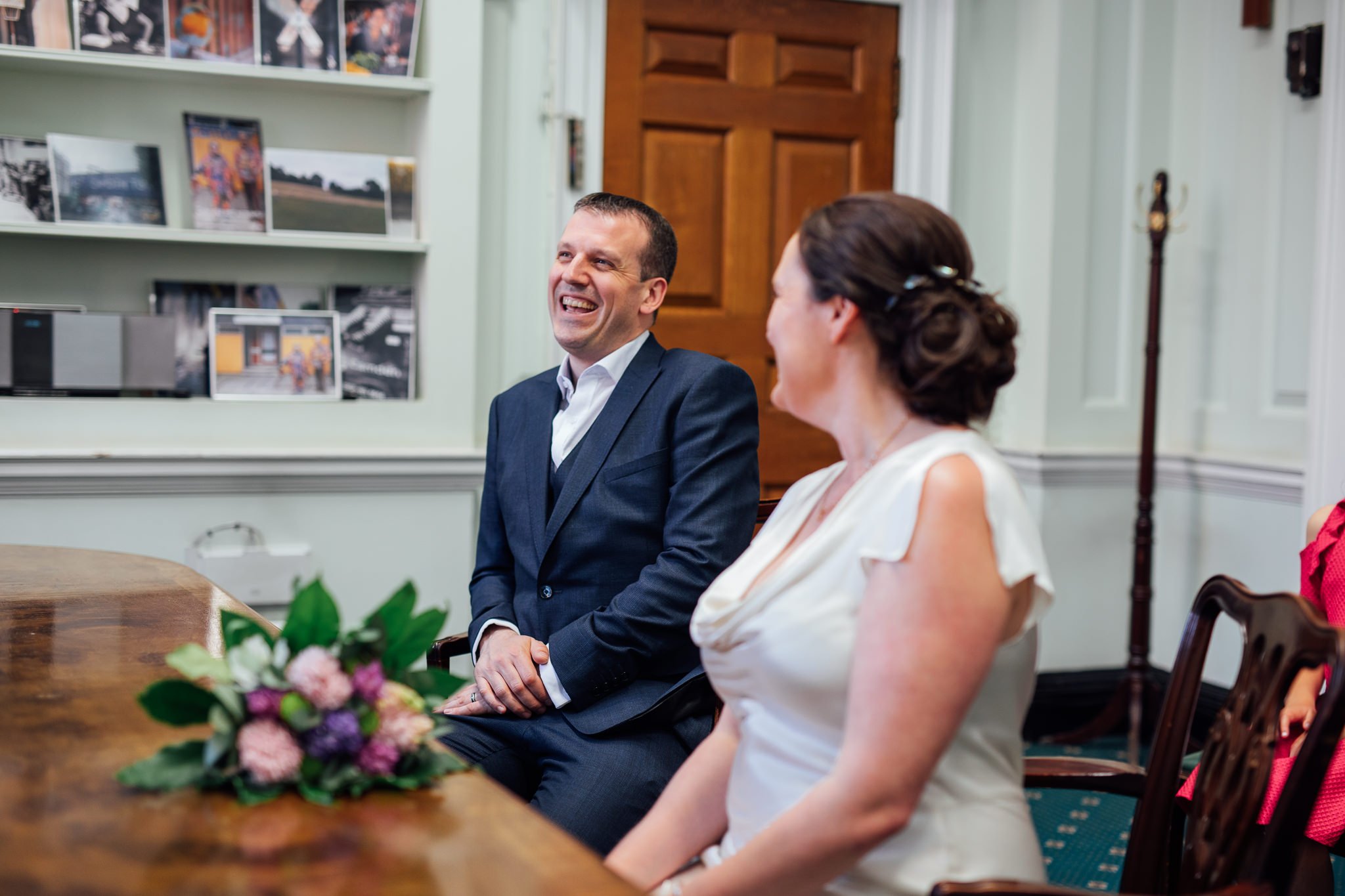  Groom smiling after the wedding ceremony at Camden Town Hall 