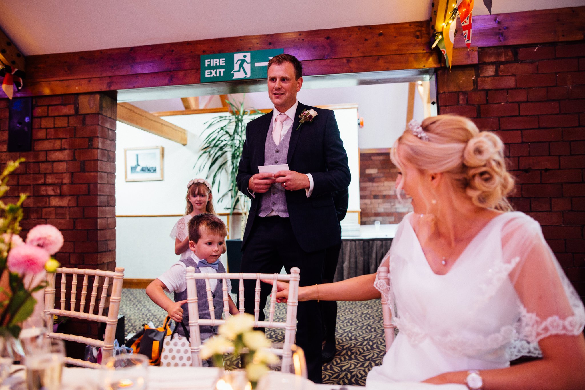  Groom gives wedding speech at The Stables in Bury 