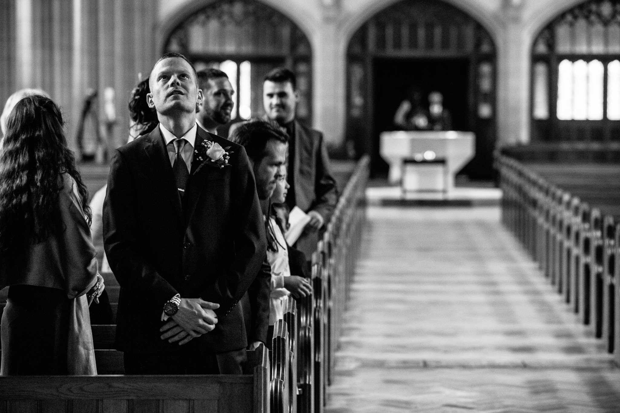  Groom waits nervously for the Bride at Ealing Abbey 