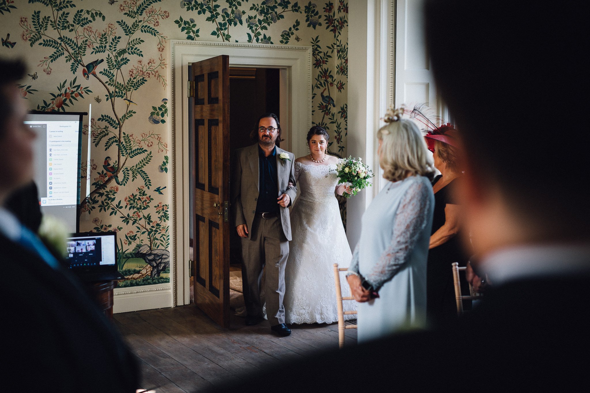  Bride enters the ceremony room at Pitzhanger Manor 