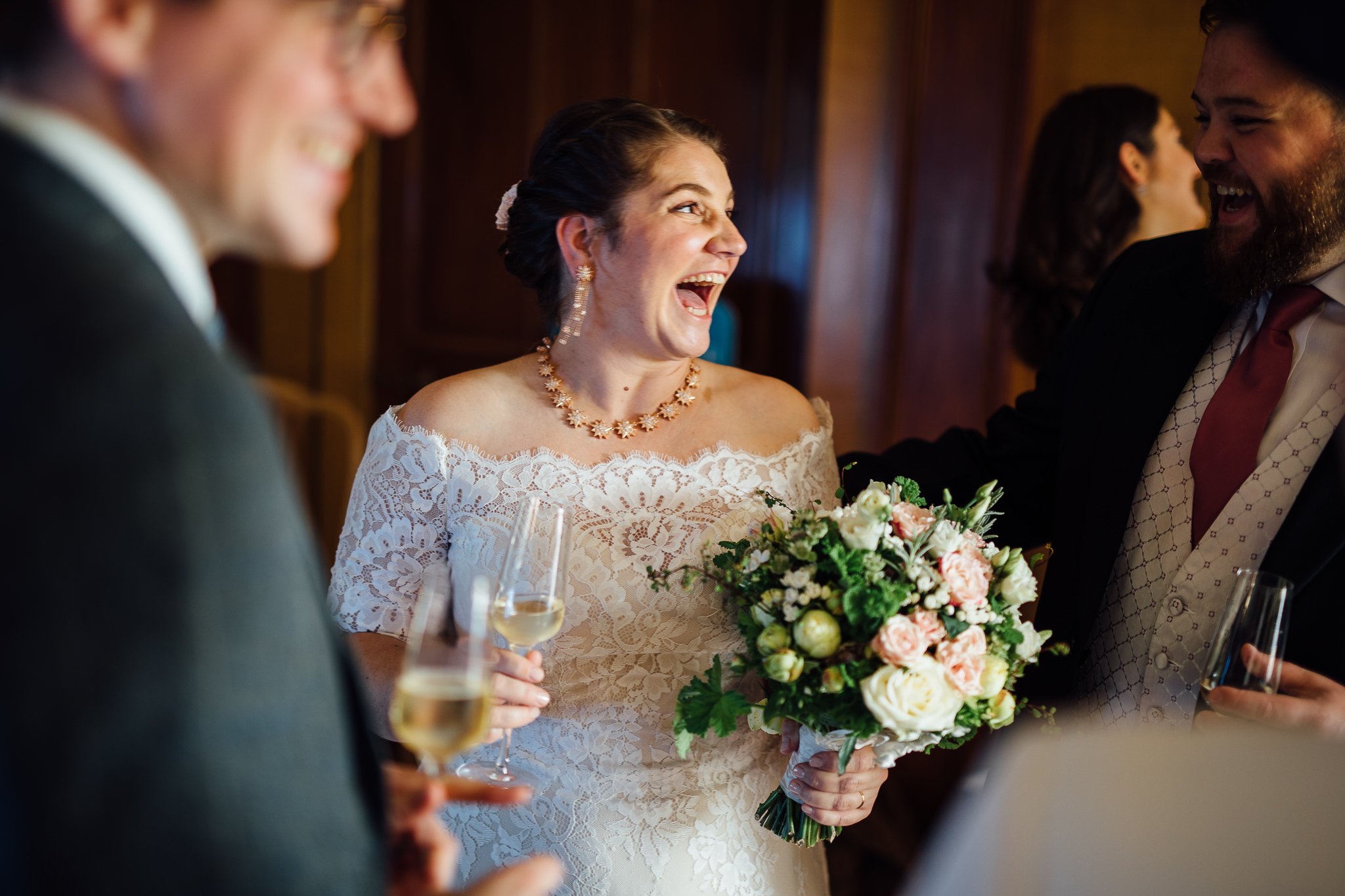  Bride laughing at  Pitzhanger Manor 