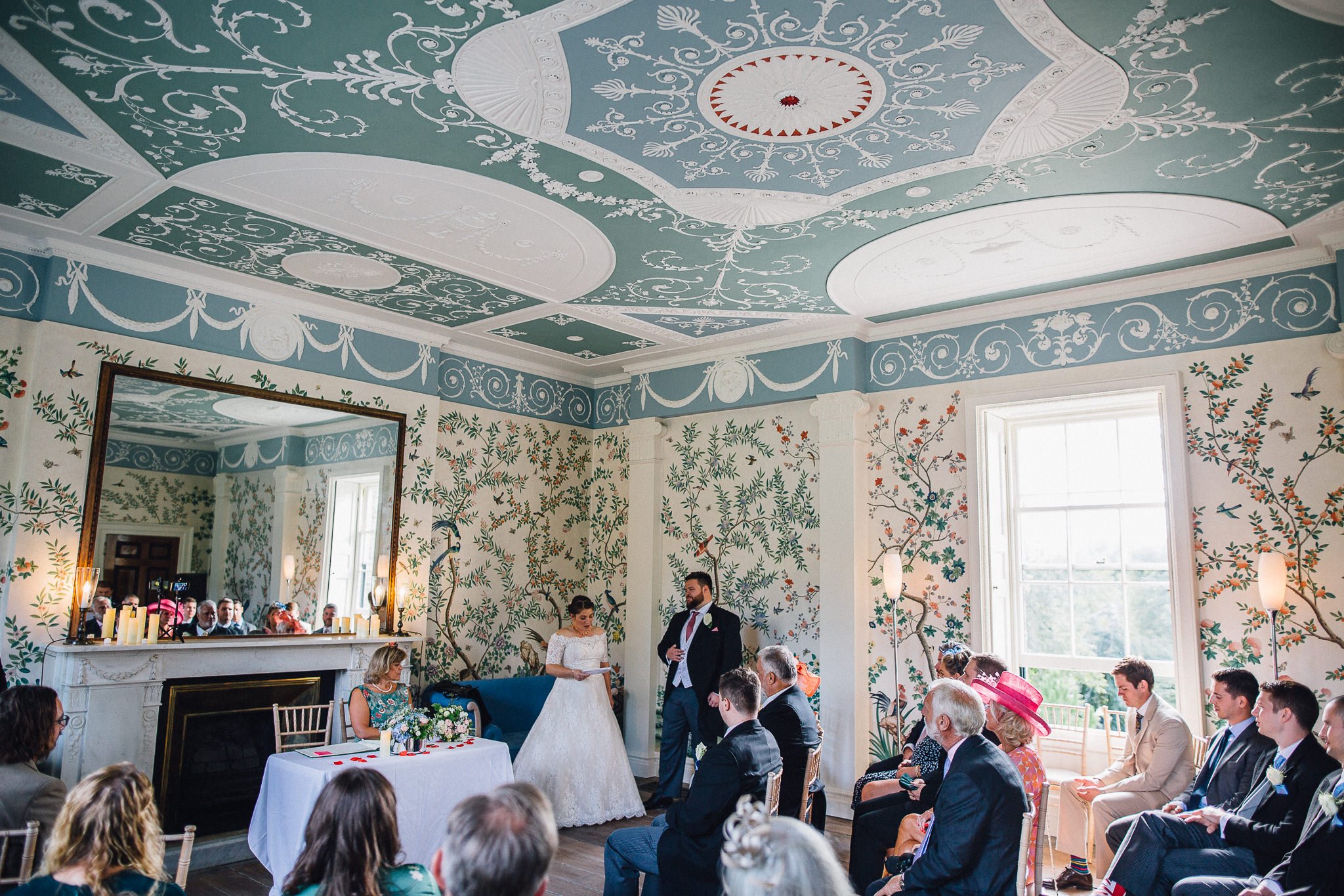  Bride and Groom give a speech during the ceremony at  Pitzhanger Manor 