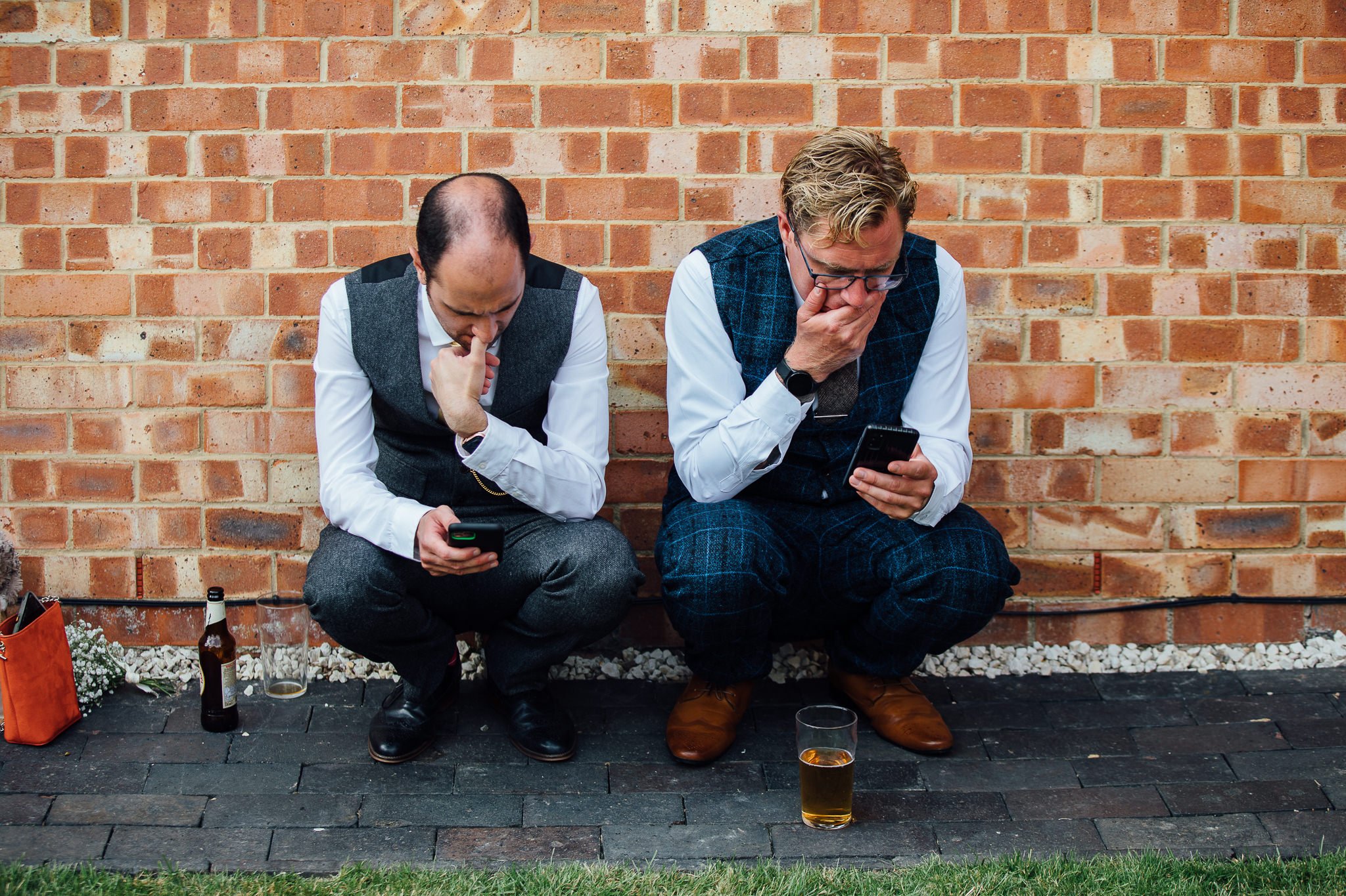  Wedding guests crouched down 