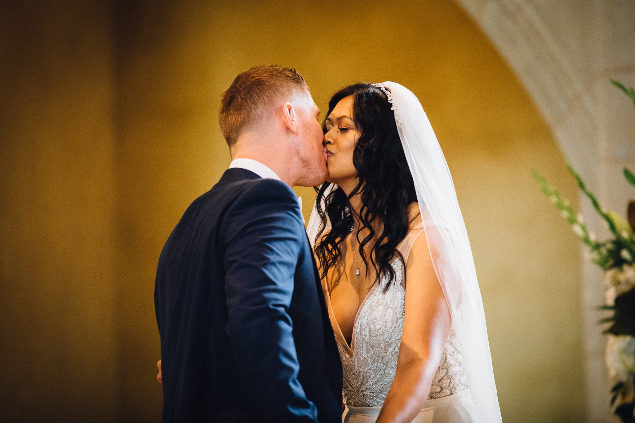  The Bride and Groom kissing 