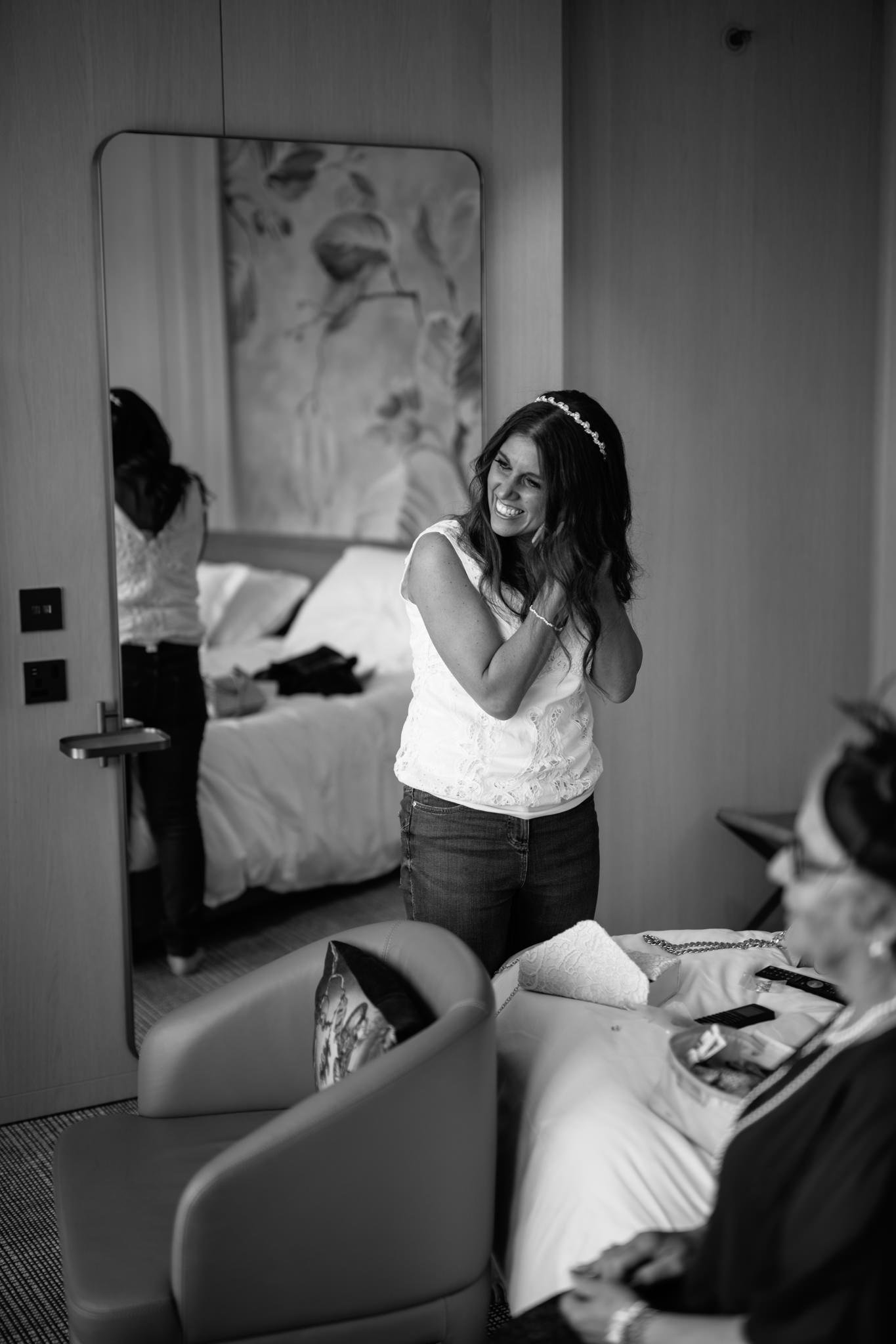  The bride gets ready before her wedding at Devonshire Terrace 