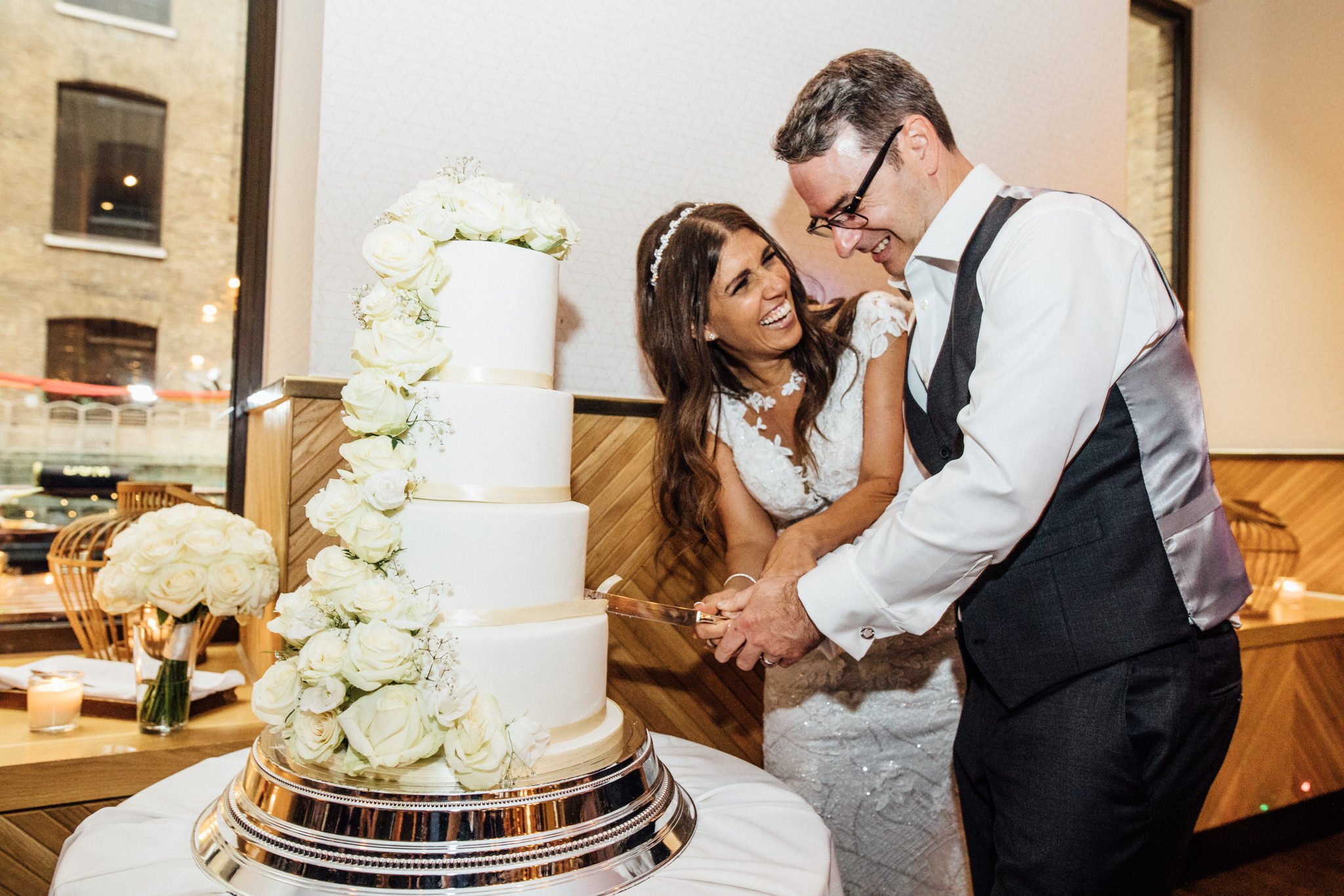  Bride and Groom cutting the cake 