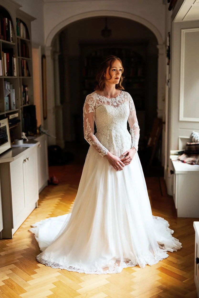 The bride in her beautiful dress