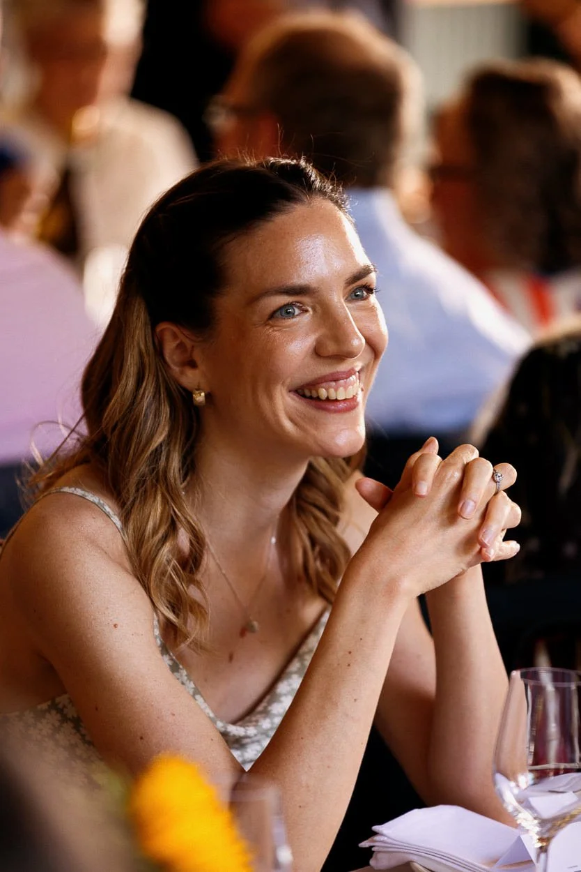 Wedding guest smiling
