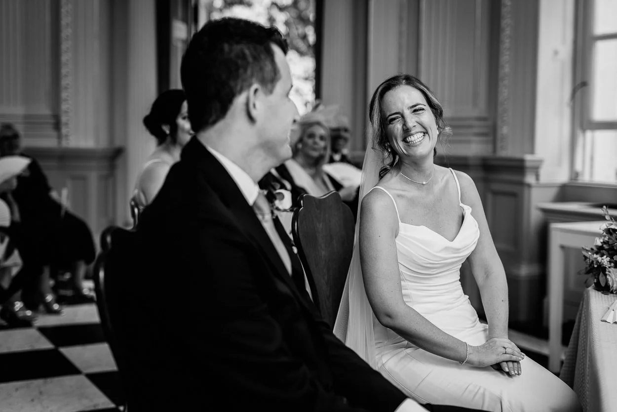 Bride smiles during the ceremony