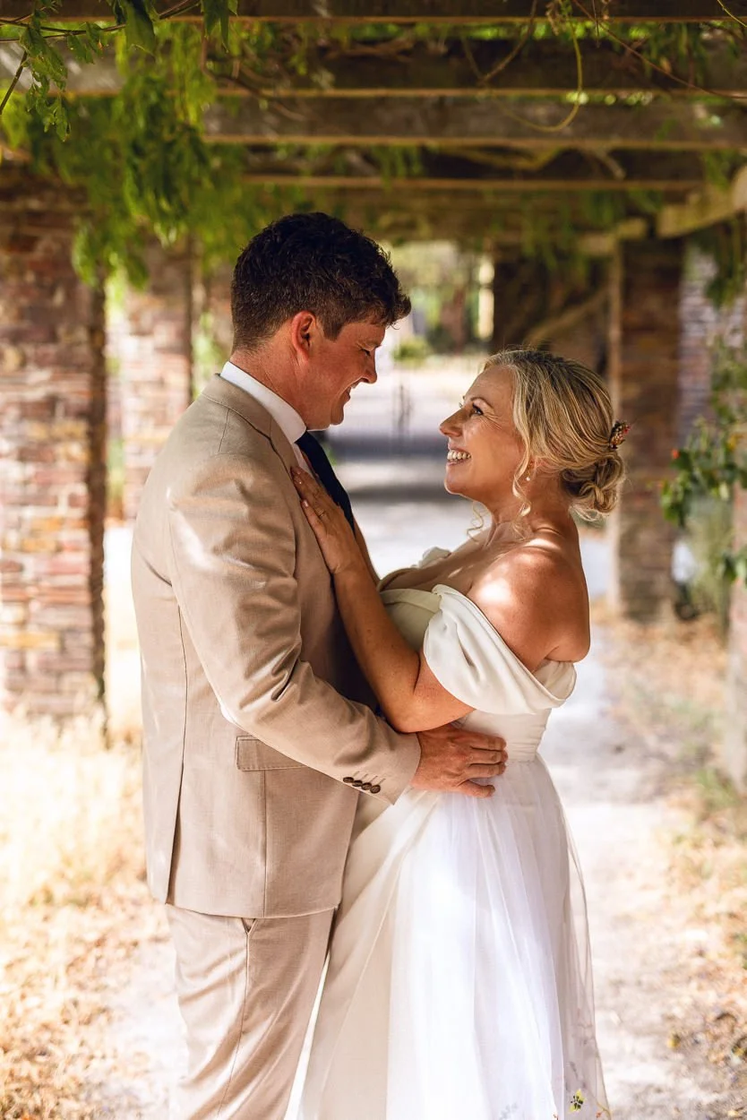 Bride and Groom looking at each other