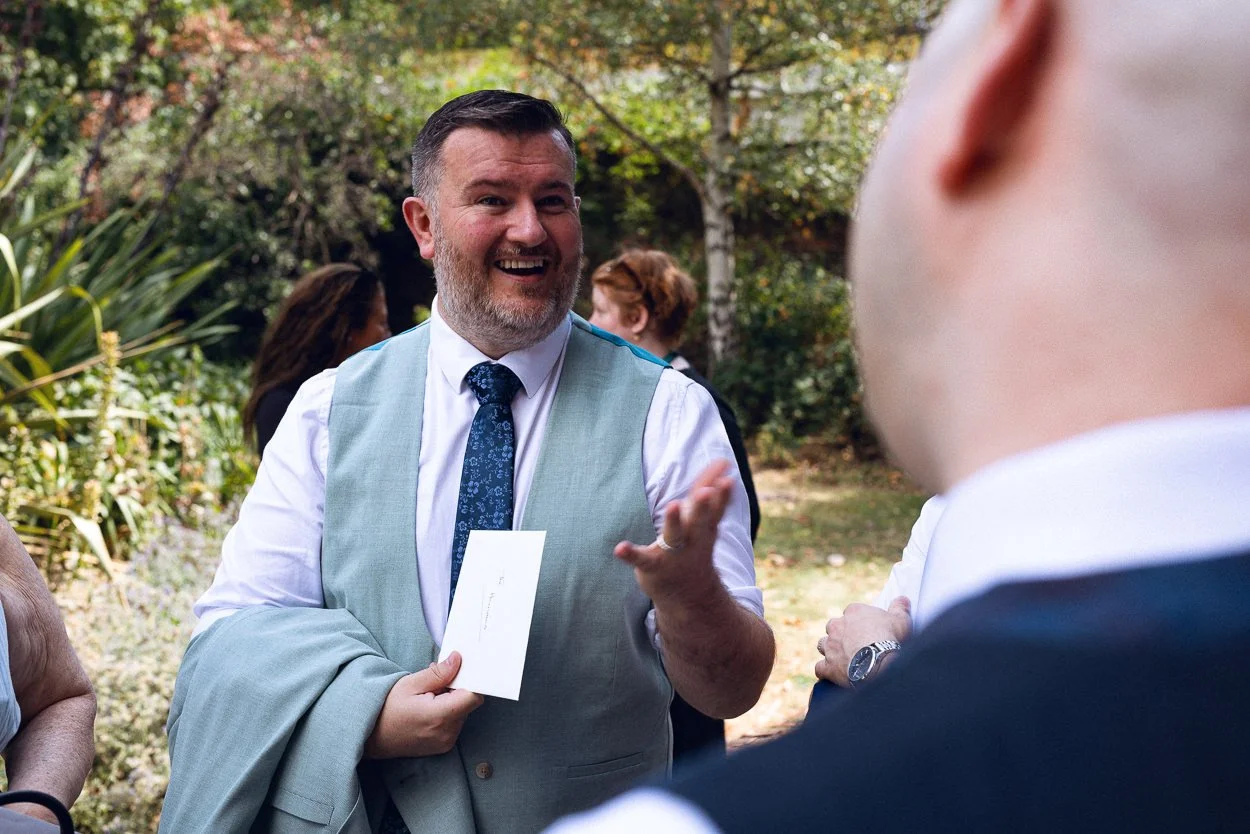 guest chatting outdoors
