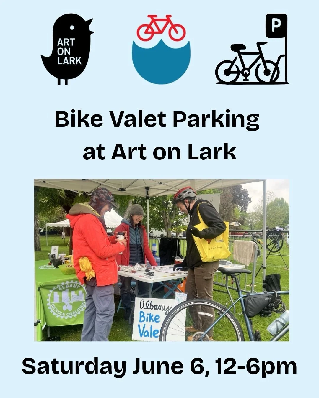 🚲 Bike Valet at Art on Lark! 🖼️ 

This Saturday (6/6) @larkstreetbid presents the return of Art on Lark (12-6 pm).

Avoid the parking headache by taking two wheels to come support local artists and take in some live music. No need to lock your bike