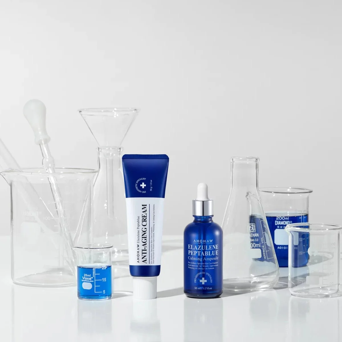 Ahohwa Elazulene Peptablue copper peptide serum and anti-aging cream duo for skin barrier repair