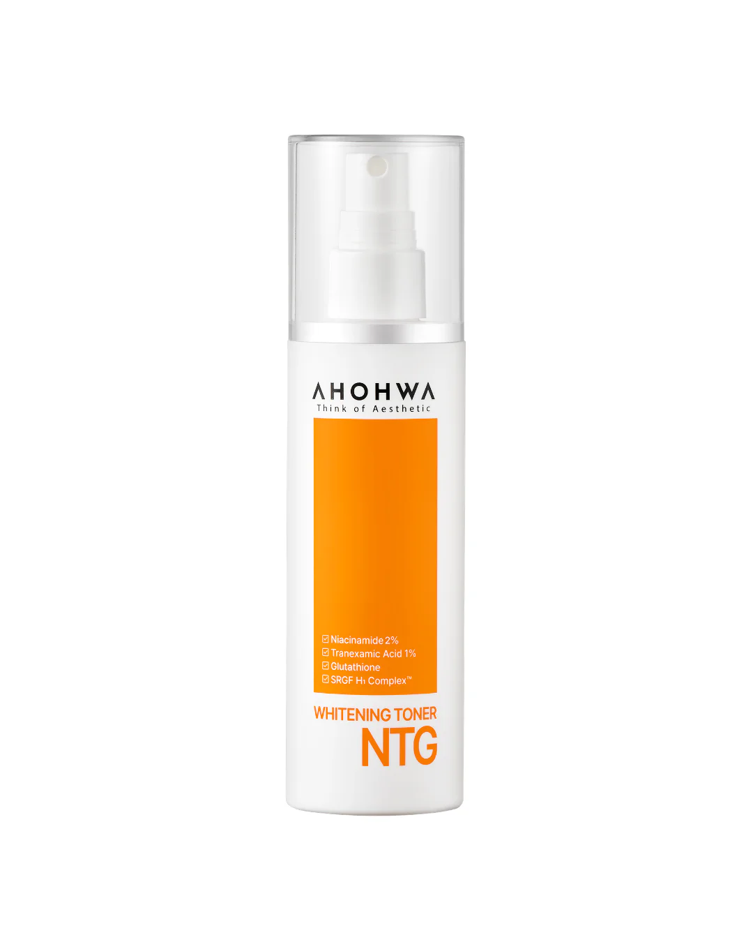 Ahohaw NTG Whitening Toner Mist bottle with fine spray nozzle for brightening and spot fading
