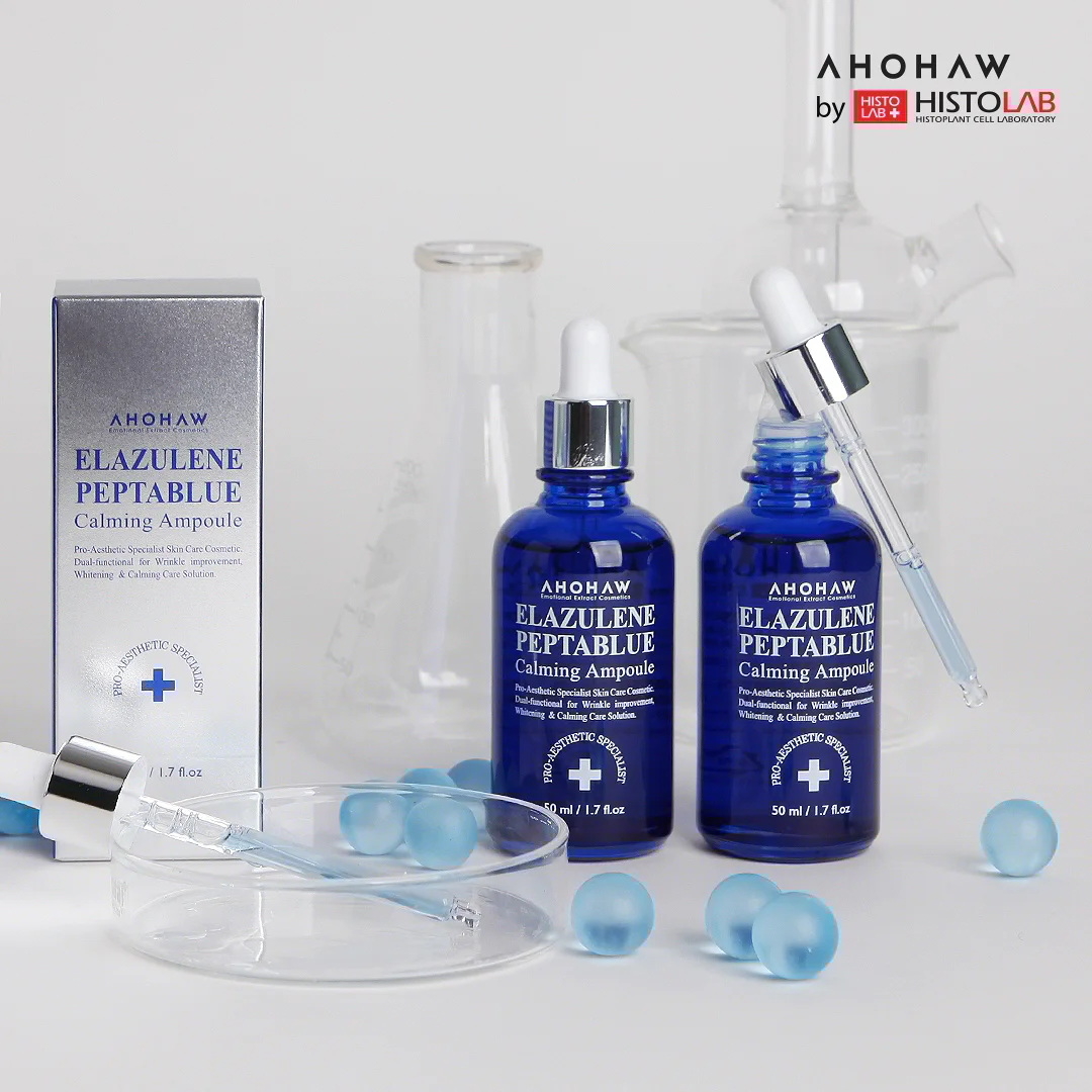 Close-up of dropper dispensing lightweight blue liquid Ahohaw Elazulene Calming Ampoule