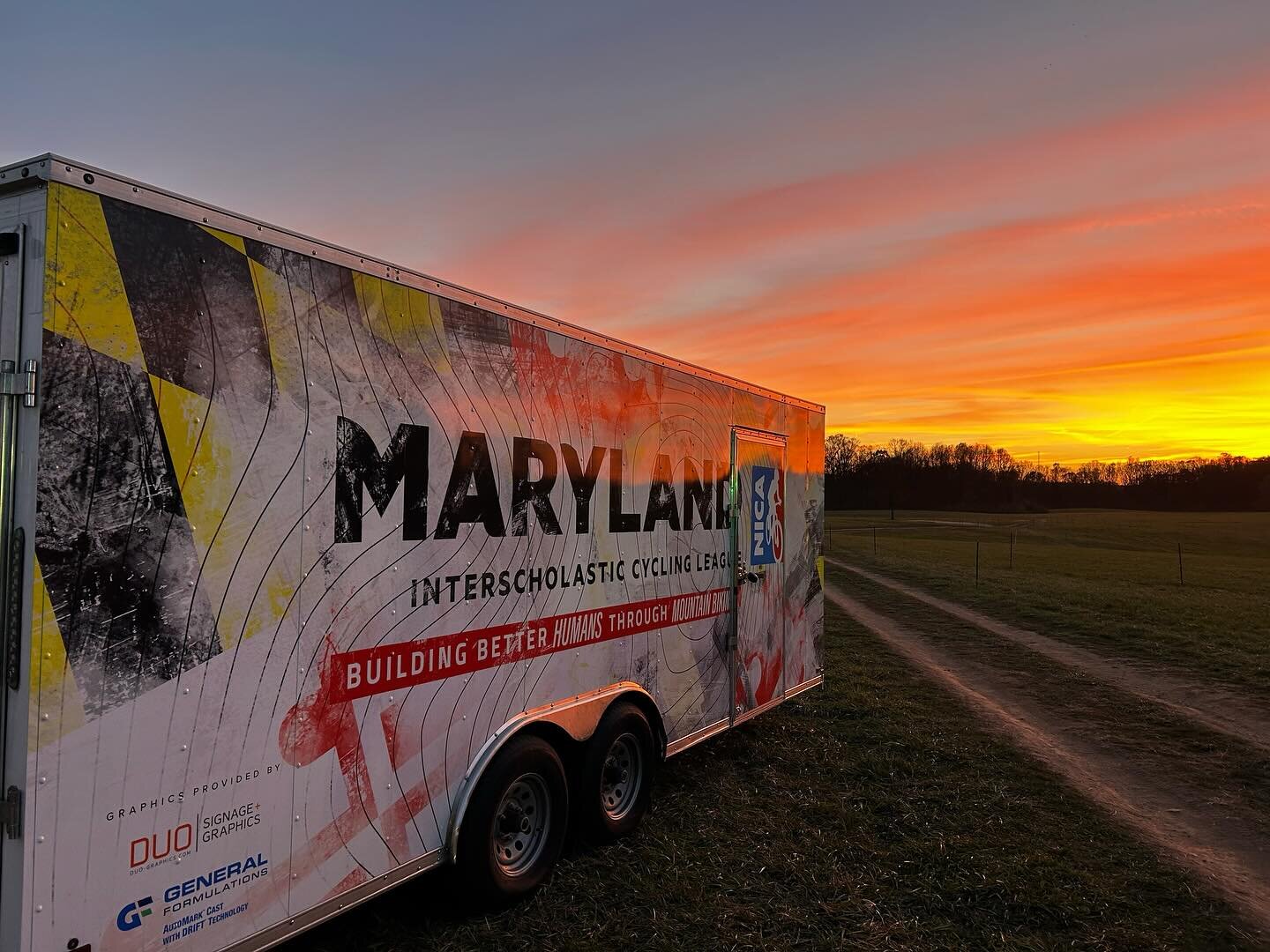 Lots of friends pulling into Fair Hill this week - it is going to be a beautiful time with so many NICA friends together!

This 🌅 is making our @general_formulations wrapped trailer look like a real work of art!

Can't wait to see you here at Fair H