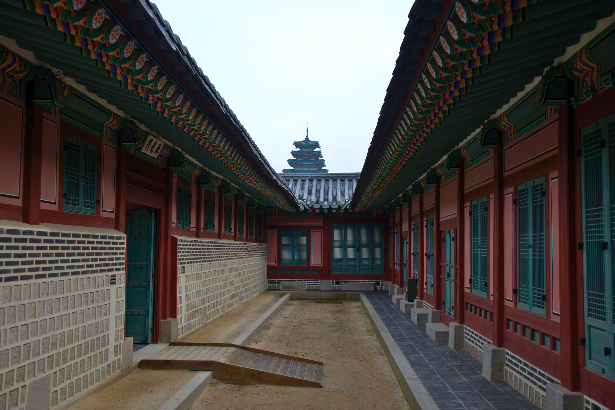 Gyeongbokgung Palace traditional Korean architecture with colorful painted details in Seoul