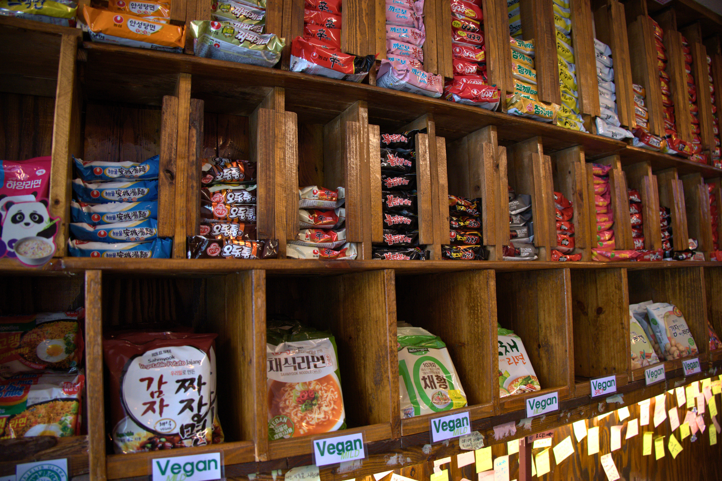 Aesthetic Seoul ramen shop interior with minimalist design and Korean ramen presentation
