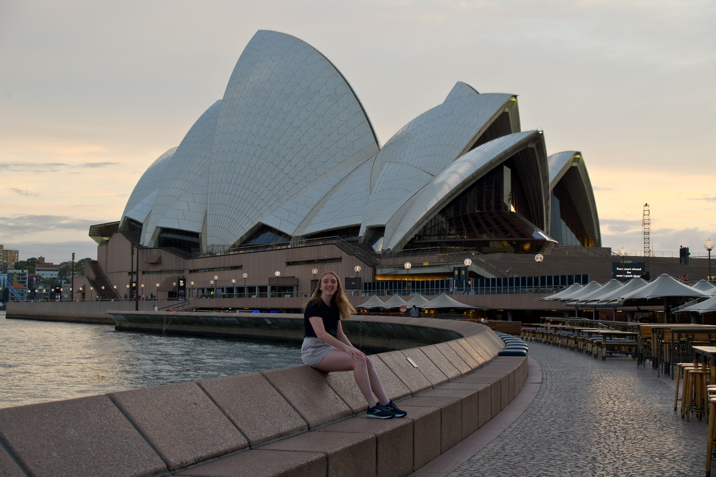 The Sydney Opera House in Sydney, Australia at sunrise with no people around
