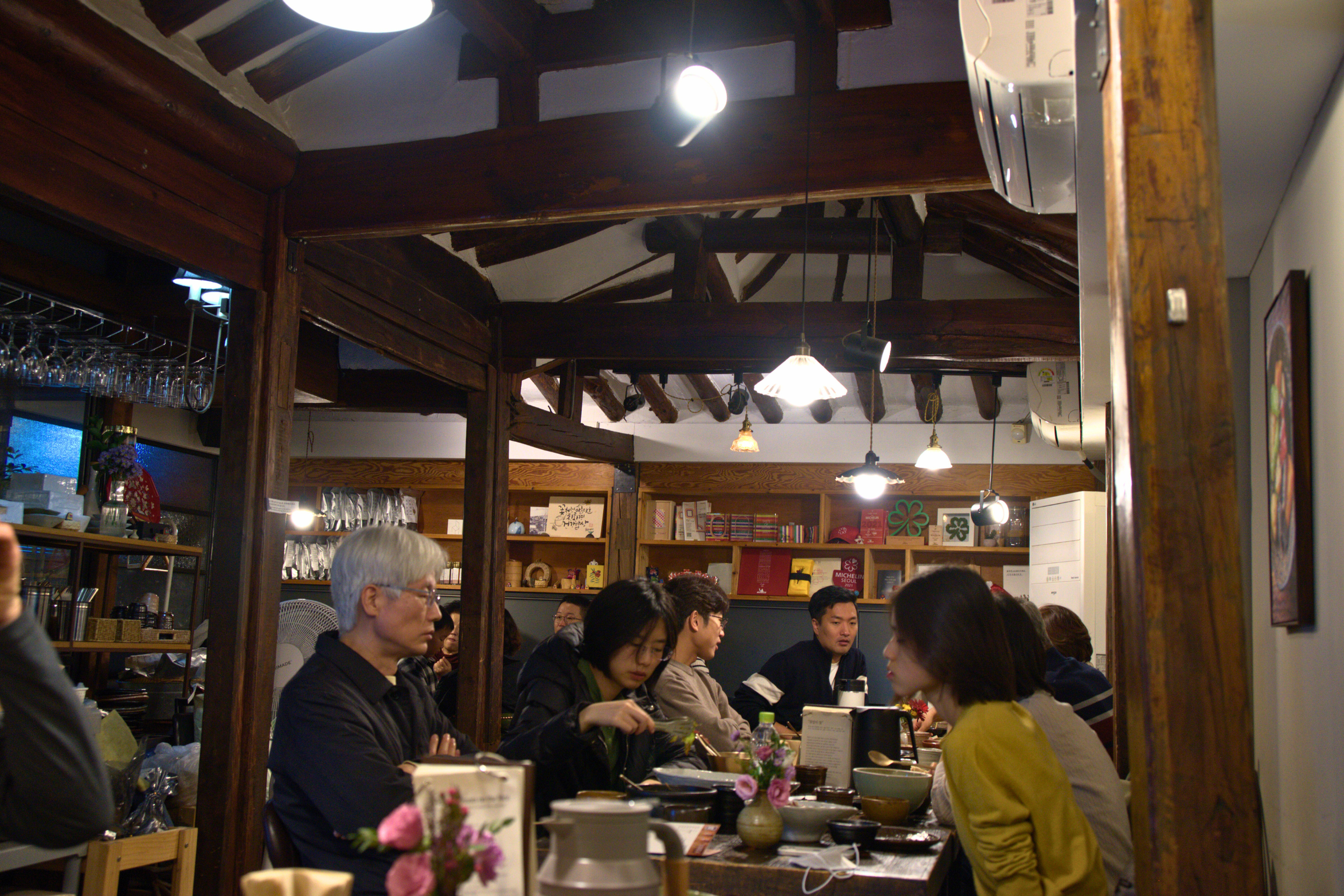 A Flower Blossom on the Rice; Seoul, South Korea; Vegan Korean food presentation at plant-based restaurant in Seoul South Korea