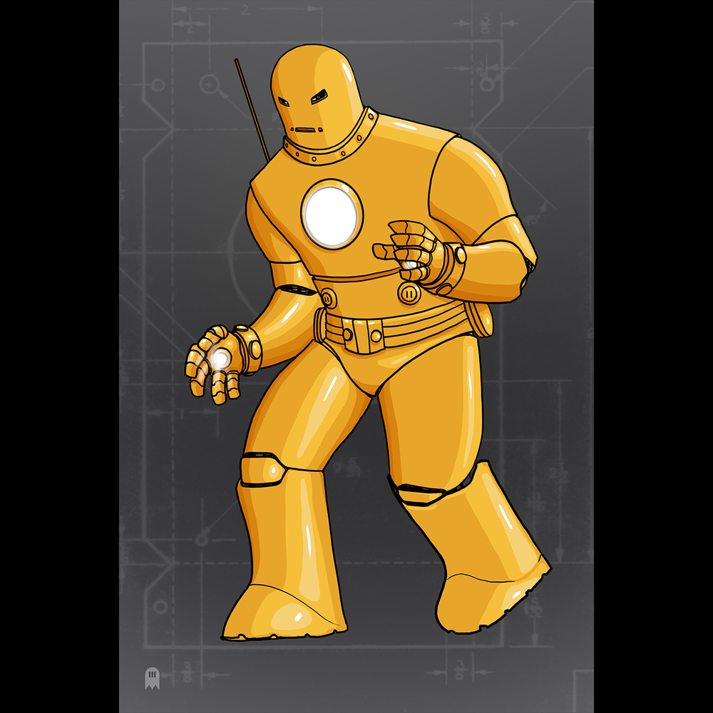 Iron Man Mk 1 Gold Variant Comic Art — 3 Eyed Ghost