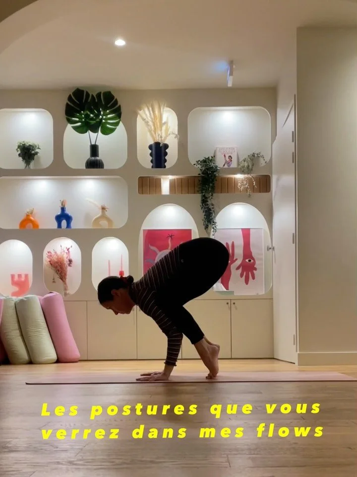 Les postures et mouvements que j&rsquo;aime int&eacute;grer dans mes flows 💛

01. Le corbeau (> transition chaise) pour la force qu&rsquo;elle permet d&rsquo;acqu&eacute;rir (physique comme mentale).

02. La fente base avec une extension de la co