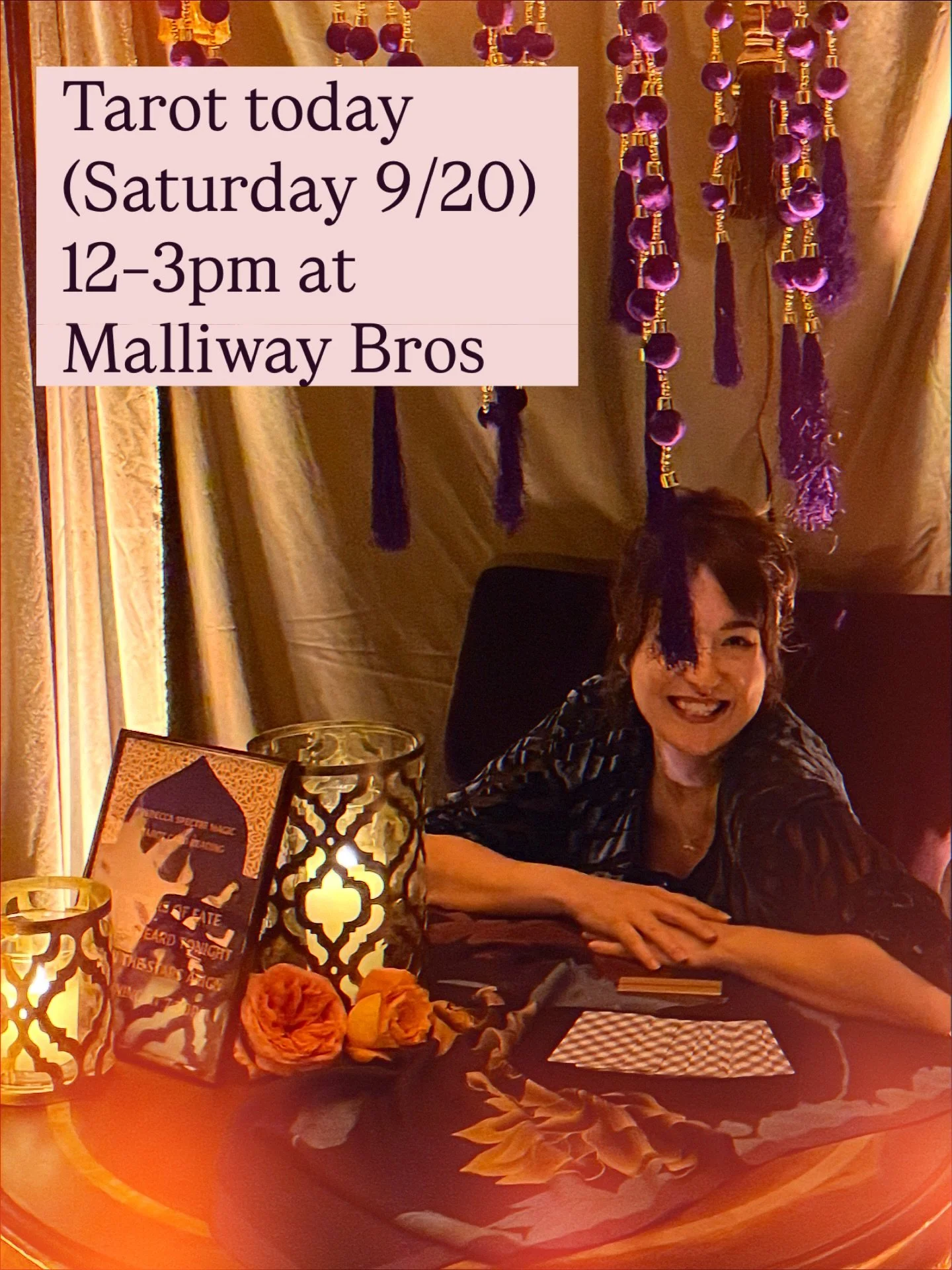 Chicago: Today (Saturday 9/20) at Malliway Bros! I&rsquo;m back doing 10-minute Tarot readings.

photos from an @eastoxfordcollective event