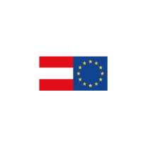 Kombination der österreichischen Flagge mit der Europäischen Union Flagge