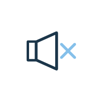 Lautsprechersymbol mit Durchstreichen, das auf stumm geschaltet ist.