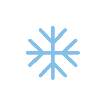 Weißes Schneeflockensymbol auf blauem Hintergrund