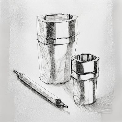 Sketch of two sockets and a wrench - symbol for leadership coaching tools