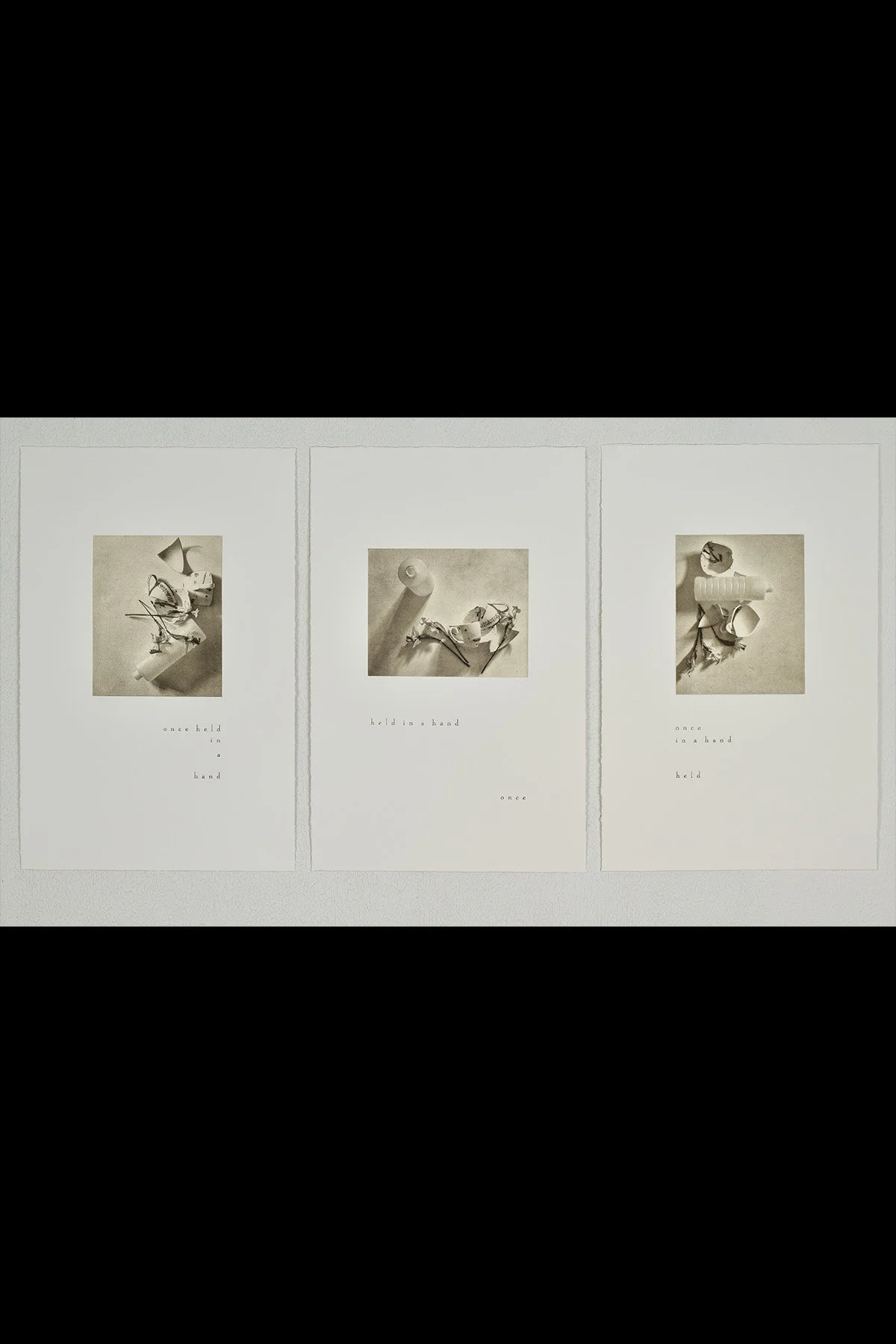 once 1-3, 2026, photogravure prints with letterpress printed text, 17 x 11" each