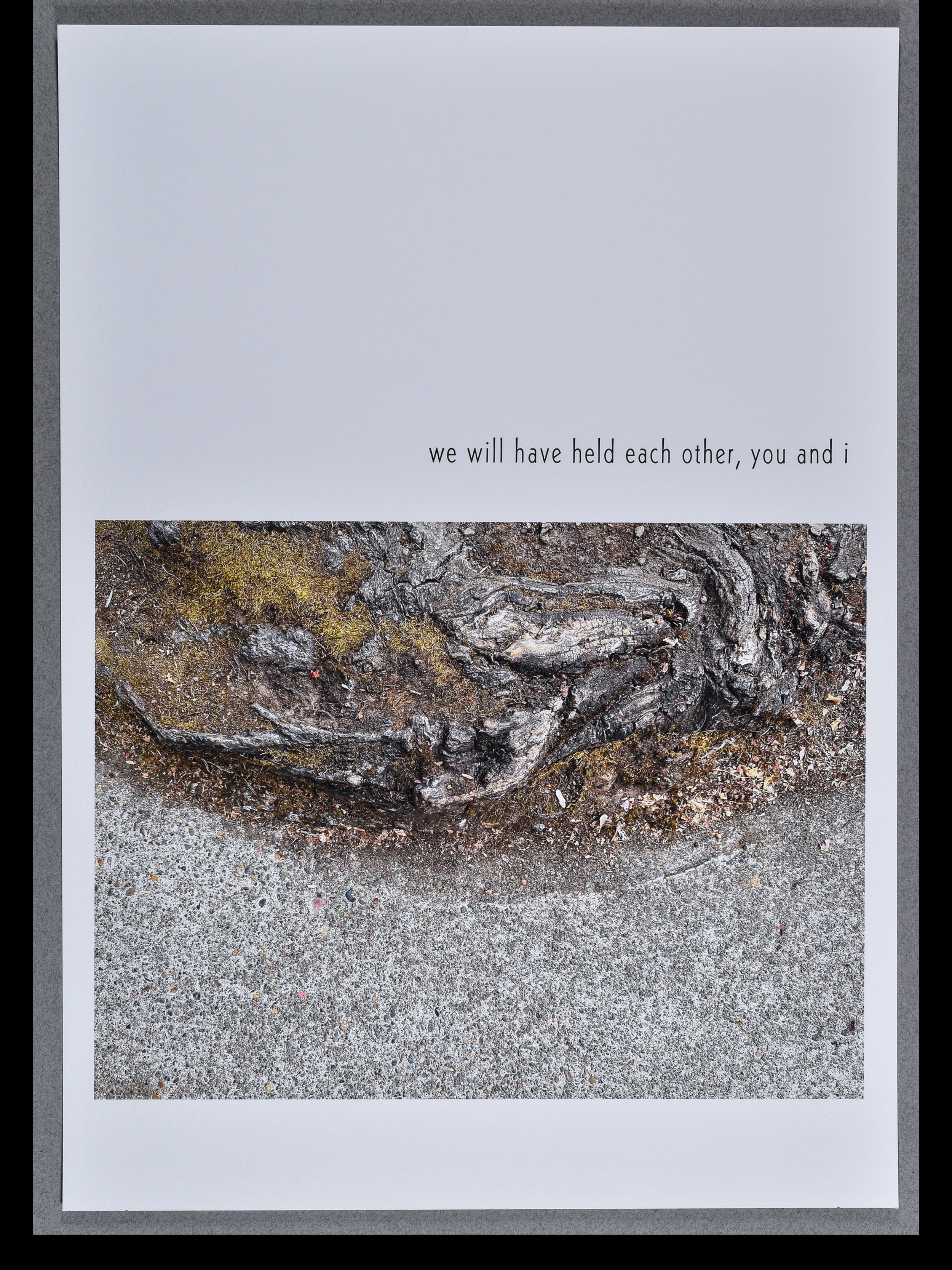 in conversation 3, 2025, archival inkjet print with letterpress text, 15.5 x 11" each