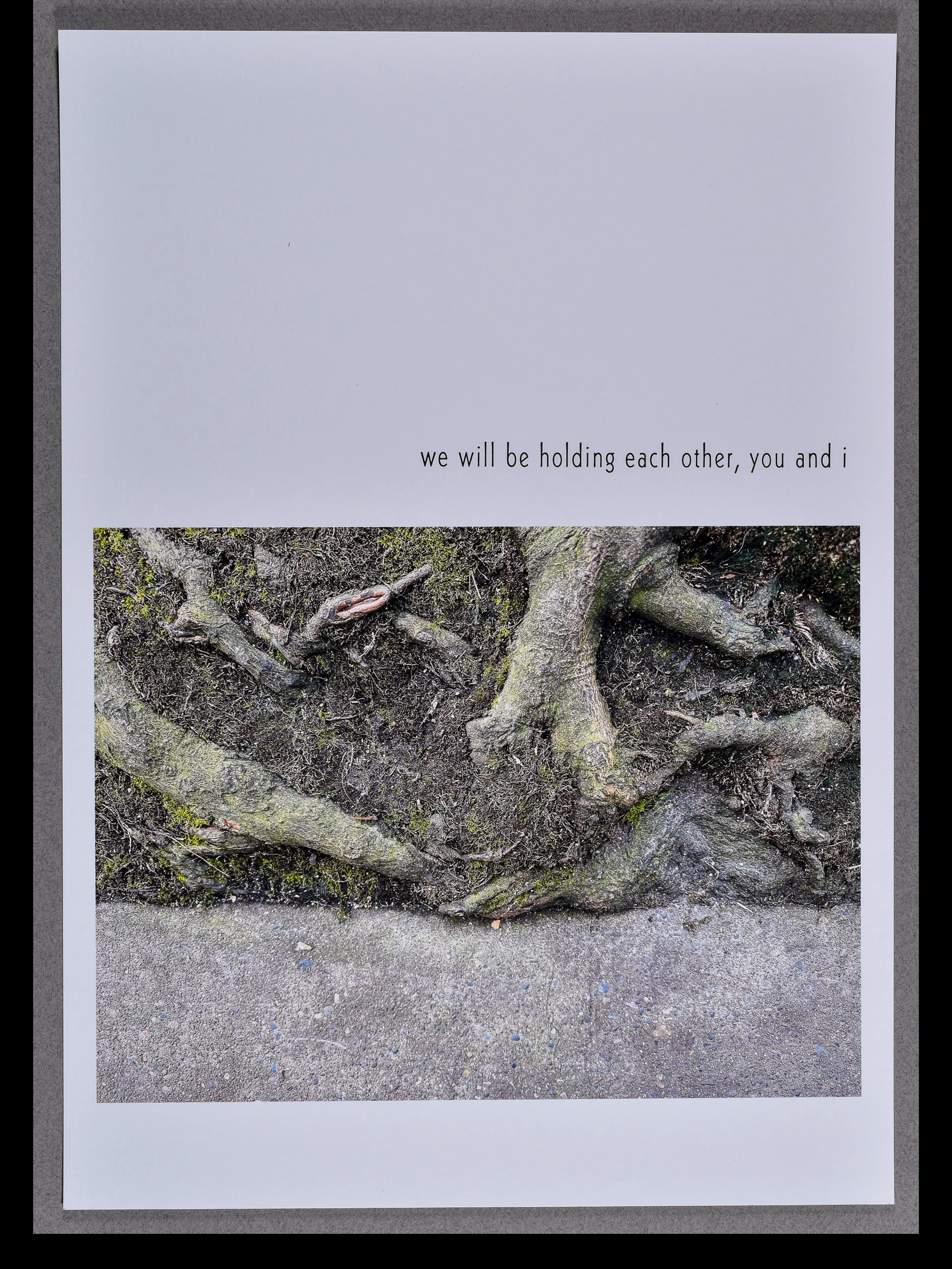 in conversation 2, 2025, archival inkjet print with letterpress text, 15.5 x 11"