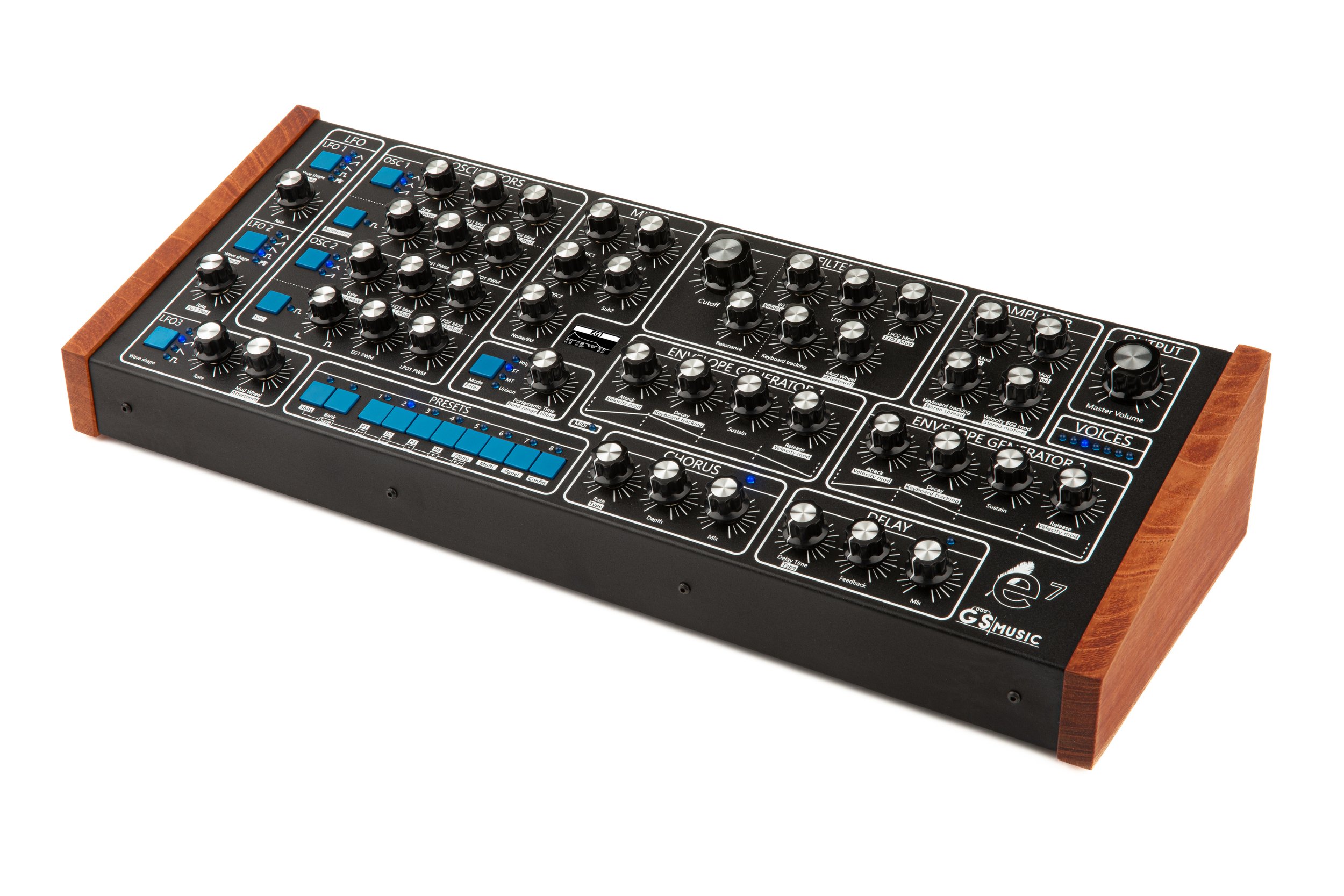 GS e7 Analog Polyphonic Synthesizer (Black/Blue) — GS Music