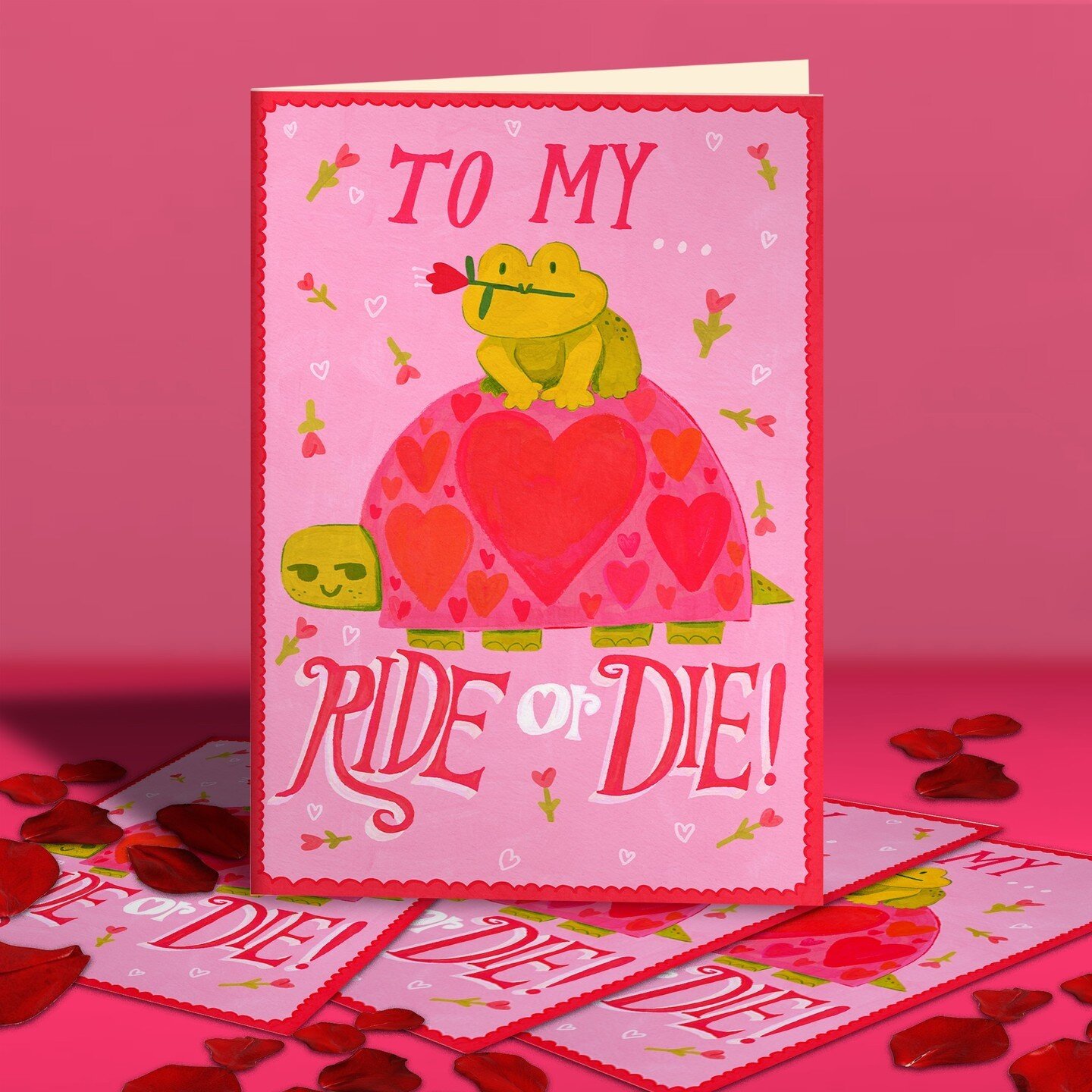 🐸💗🐢 Who's your ride or die? ⁠
⁠
How do you show up for your loved ones? ⁠
⁠
Sometimes it's as simple as unloading the dishwasher or giving your friend a ride to the airport.⁠
⁠
#surfacedesign #illustration #surtex #painting #goauche #supportlocala