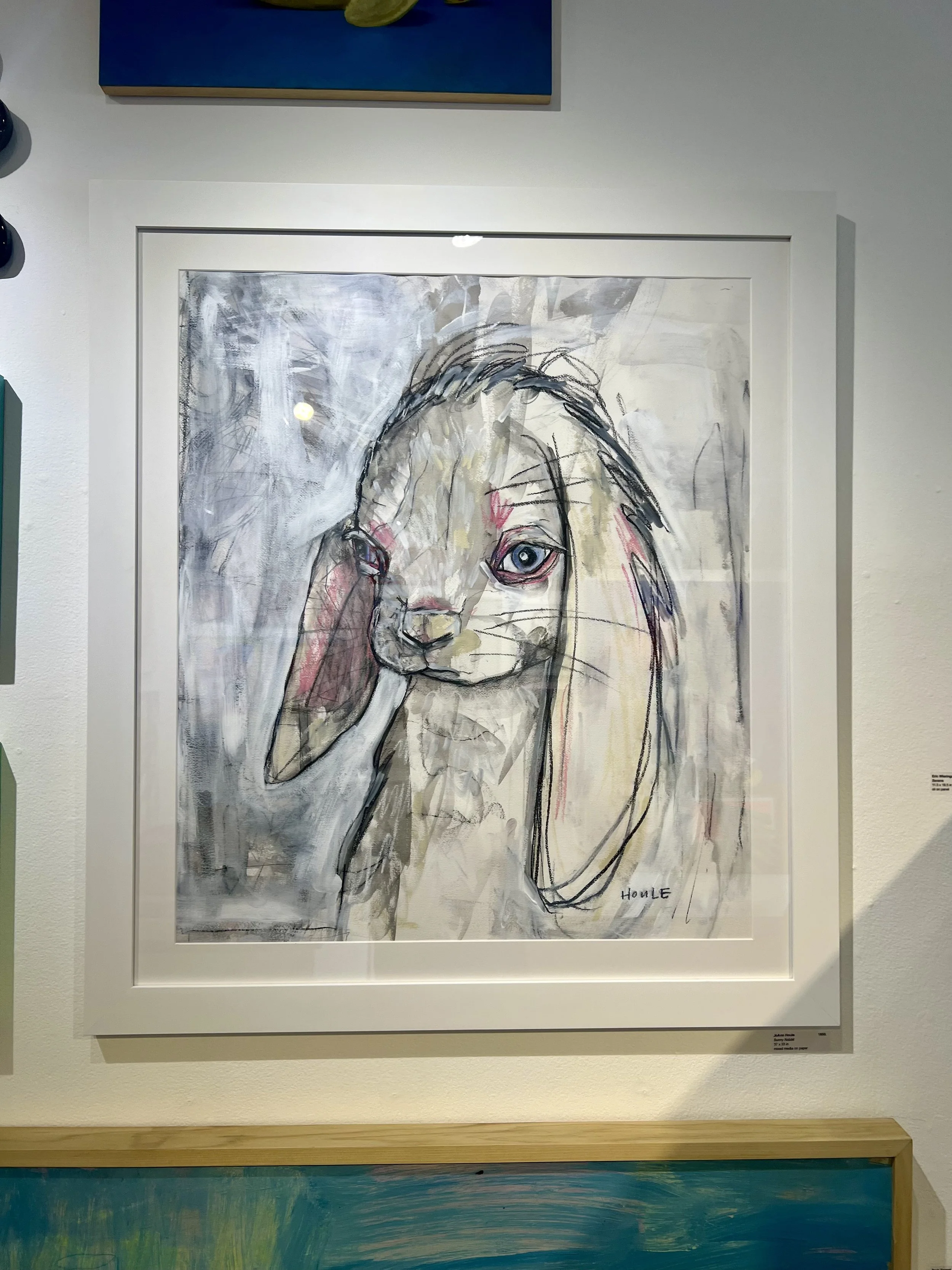 Bunny Wabbit, 33x37, Mixed Media on archival watercolor paper, custom frame, uv glass, $1850 (+ shipping) @houskagallery now until March 2026 