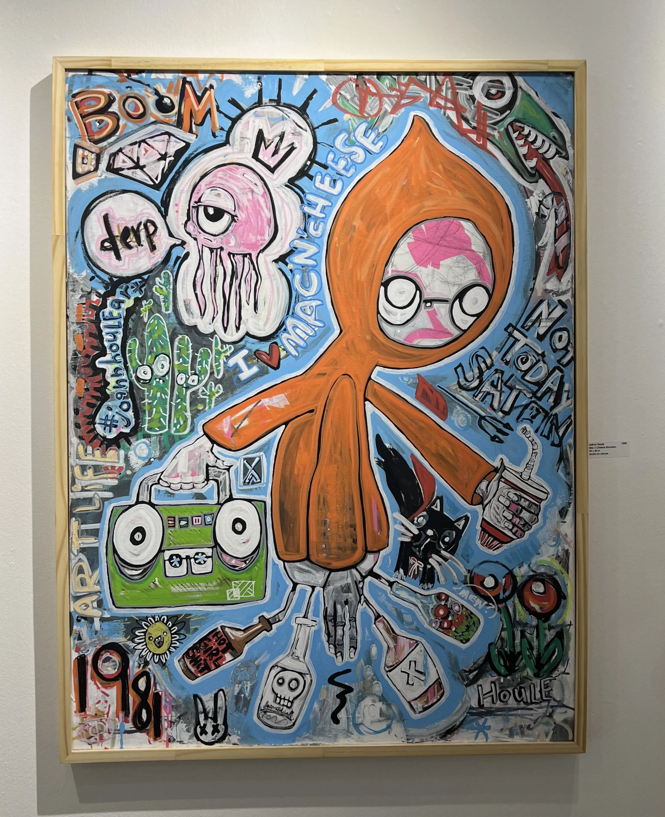 Mac N Cheese Boombox, 30x40, Acrylic on canvas, $1250 (+ shipping)