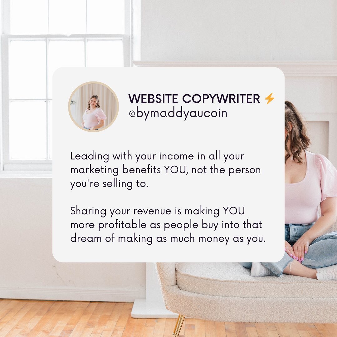 Go ahead, share your business revenue (it&rsquo;s not wrong to be proud!!)&hellip;

BUT if you&rsquo;re always leading with your income instead of your client results or customer reviews, it might be time to reevaluate WHY 🤷🏻&zwj;♀️

People want to