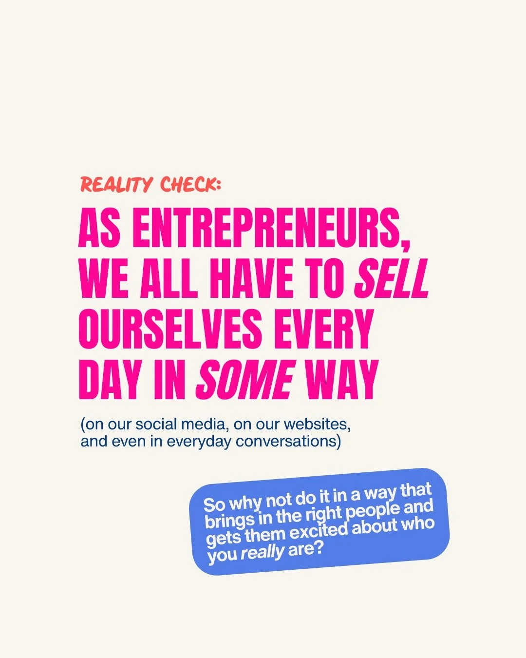 Whether you love it or hate it, you're pitching and selling yourself every single day as a business owner 🤷🏻&zwj;♀️

Selling is just convincing someone you're the right choice. And it shows up everywhere in your business (and personal life):

A bes