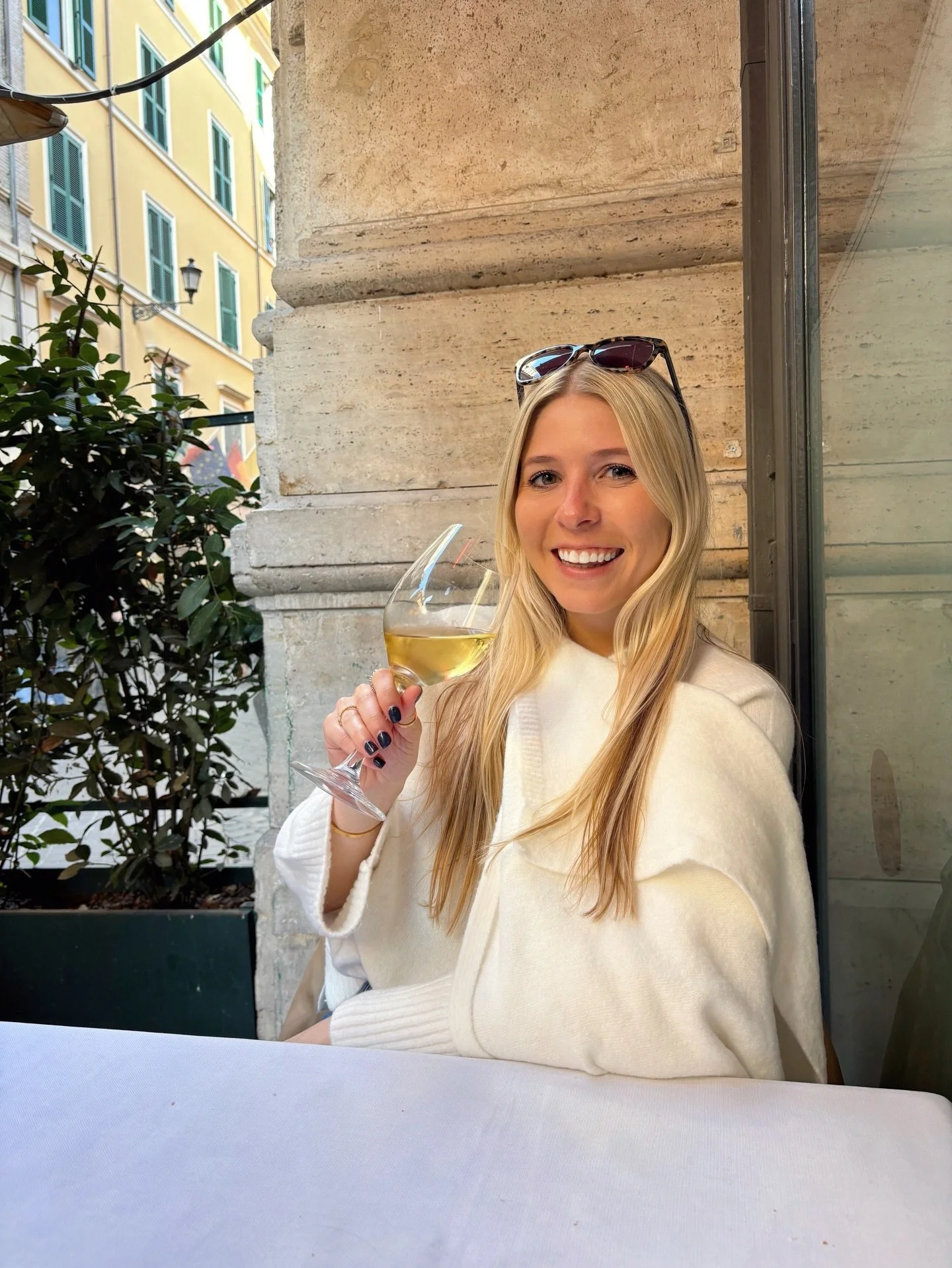 A glass of wine and a Roman afternoon &mdash; proof that sometimes the best itinerary is no itinerary at all.

#visitrome 
#italyvacations 
#travelitaly 
#luxurylifestyle 
#wheninrome