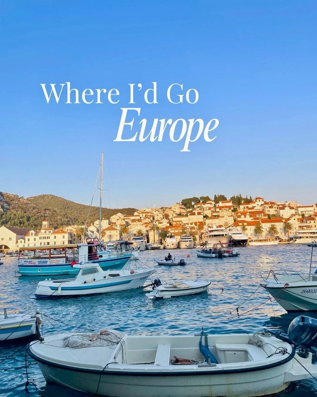 If I were planning a Europe trip right now, here&rsquo;s exactly where I&rsquo;d go depending on the vibe ✨

Girls trip? Think Paros, St. Tropez, Ibiza, Mallorca &amp; Capri.
Romantic getaway? Lake Como, Paris &amp; Santorini forever.
Wellness escape