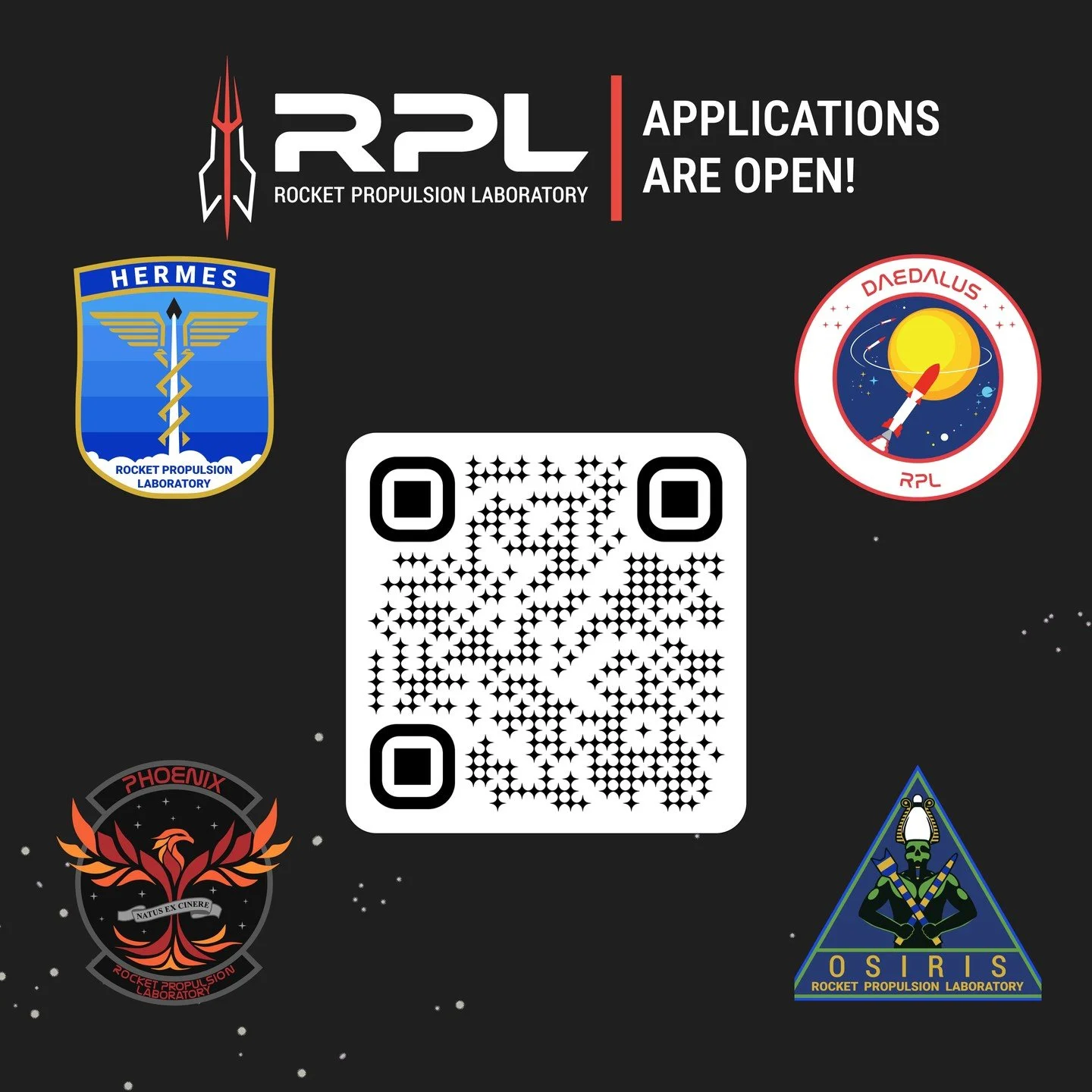 Our applications are open! 📣

You can use the QR code, the link in our bio, or our website to access the application form.

Daedalus enrollment starts October 4th at 12 pm. Applications are open until October 4th at 11:59pm.

Additionally, you can a