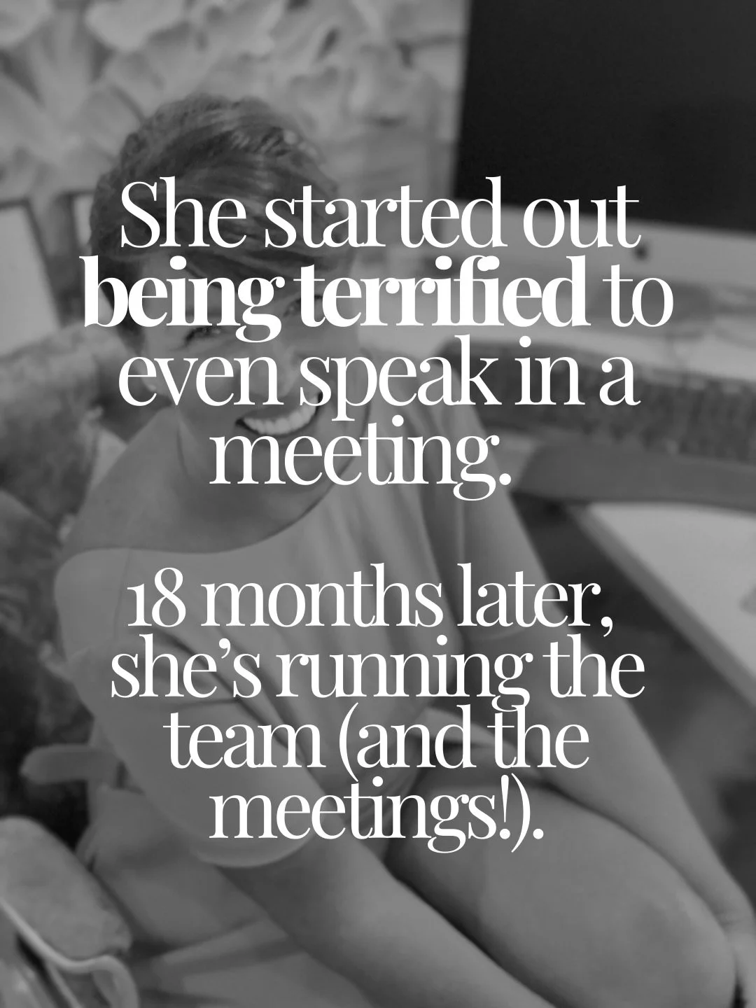 She came to me terrified to speak up in a meeting and being pissed off with herself for holding herself back. Fast forward 18 months and she&rsquo;s running the team.  Not by becoming someone different. By becoming more intentionally herself.

The sh