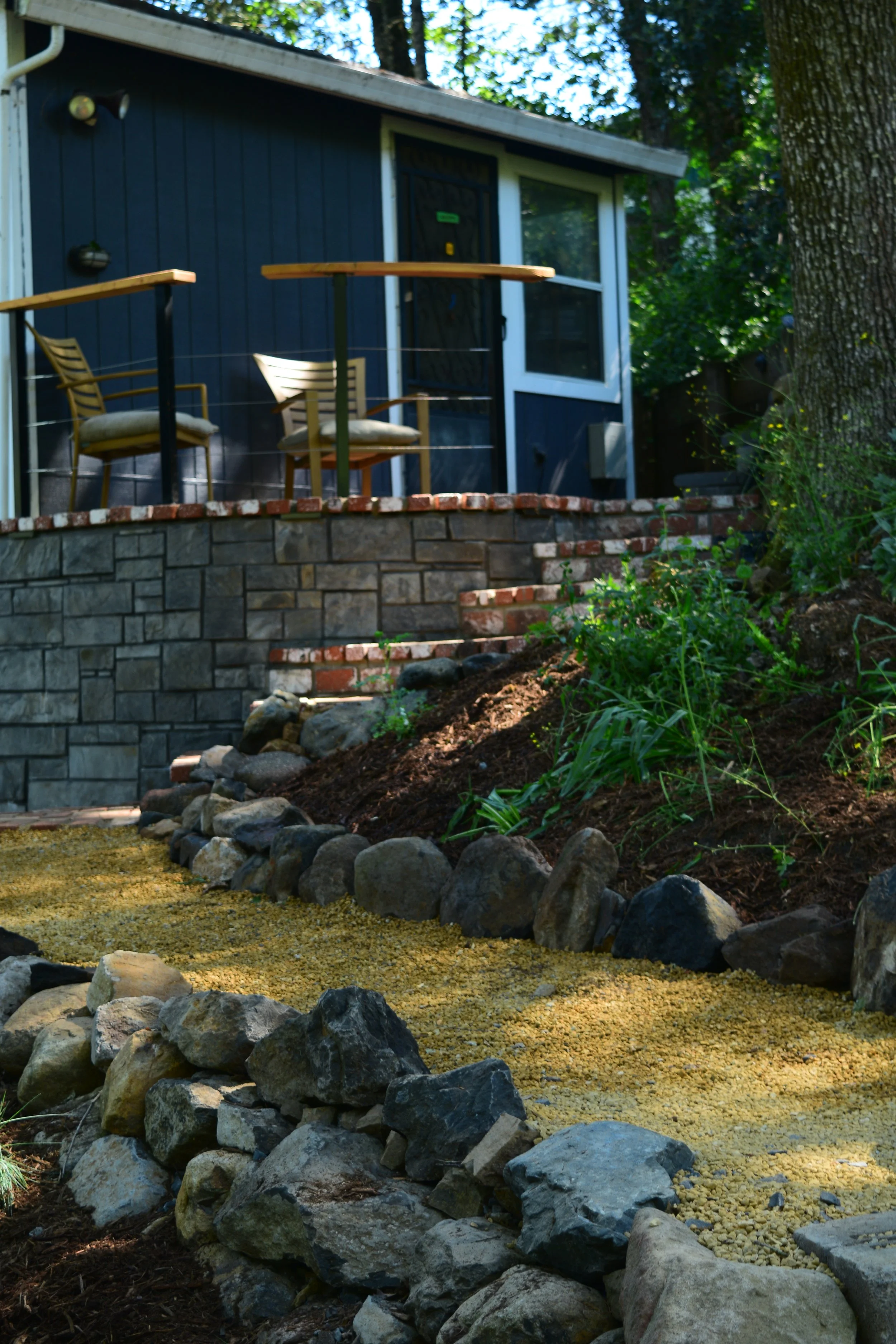 Natural stone all and pathway