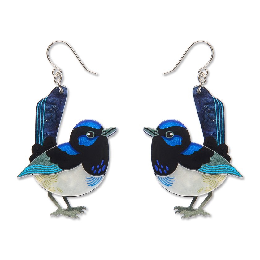 Superb Fairy Wren Drop Earrings