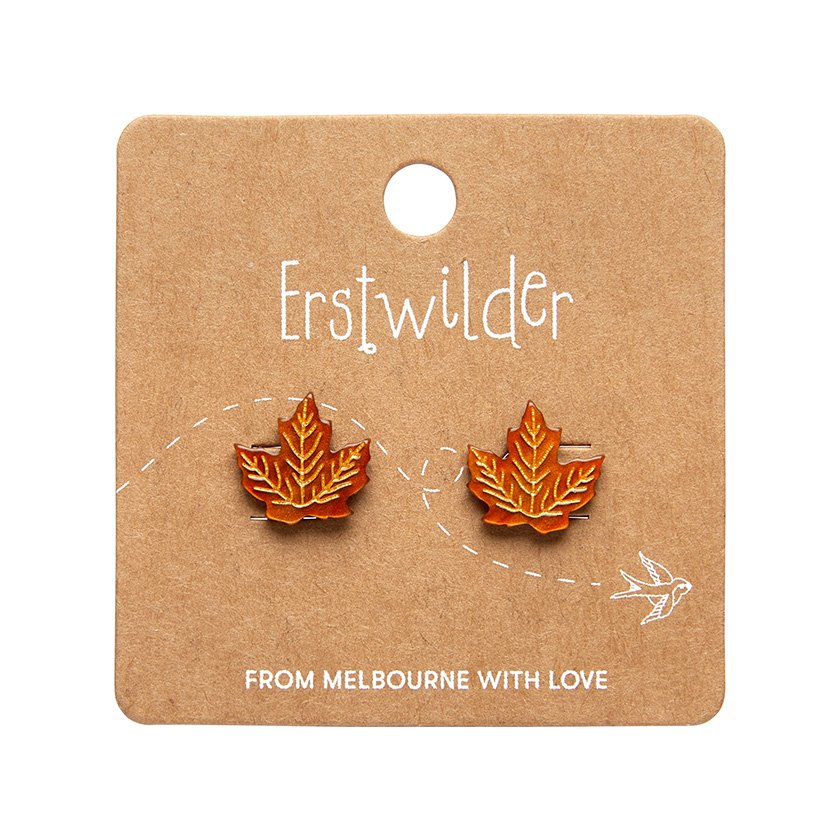 EECH111 Maple Leaf Stud Earrings - Orange-2.jpg