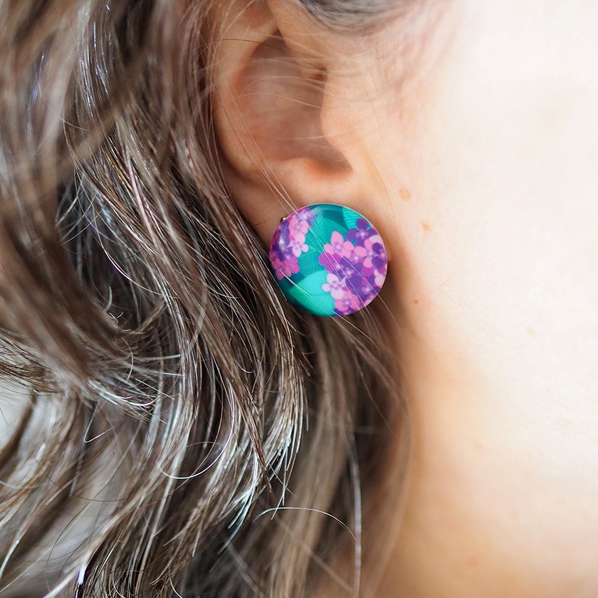 EECT101 Hydrangea Rounded Stud Earrings - MODEL.jpg