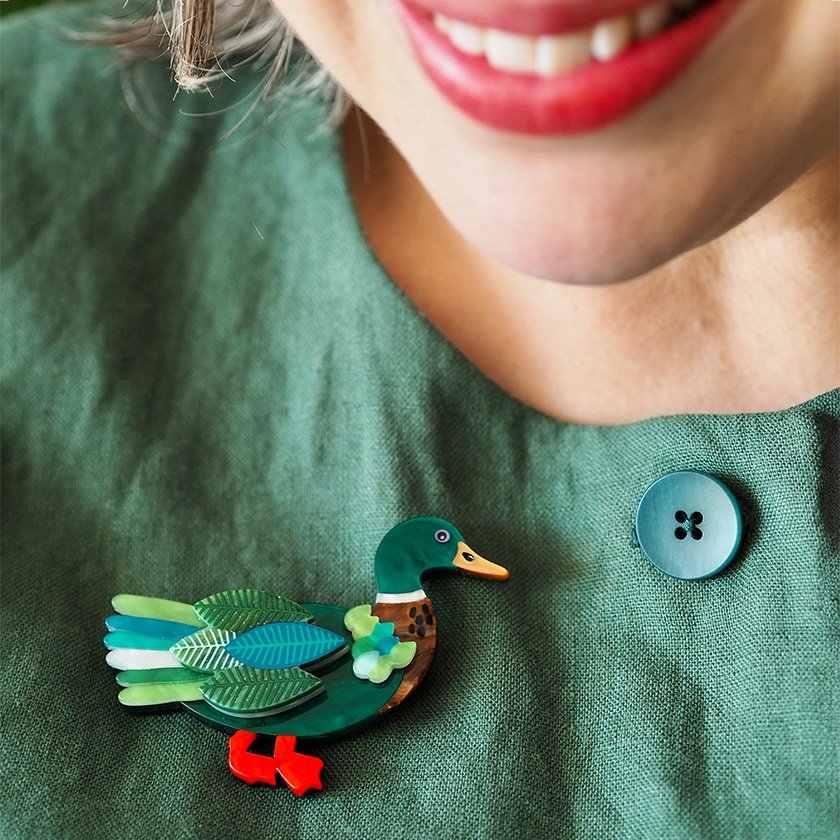 BHCT114 Mighty Mallard Brooch MODEL.jpg