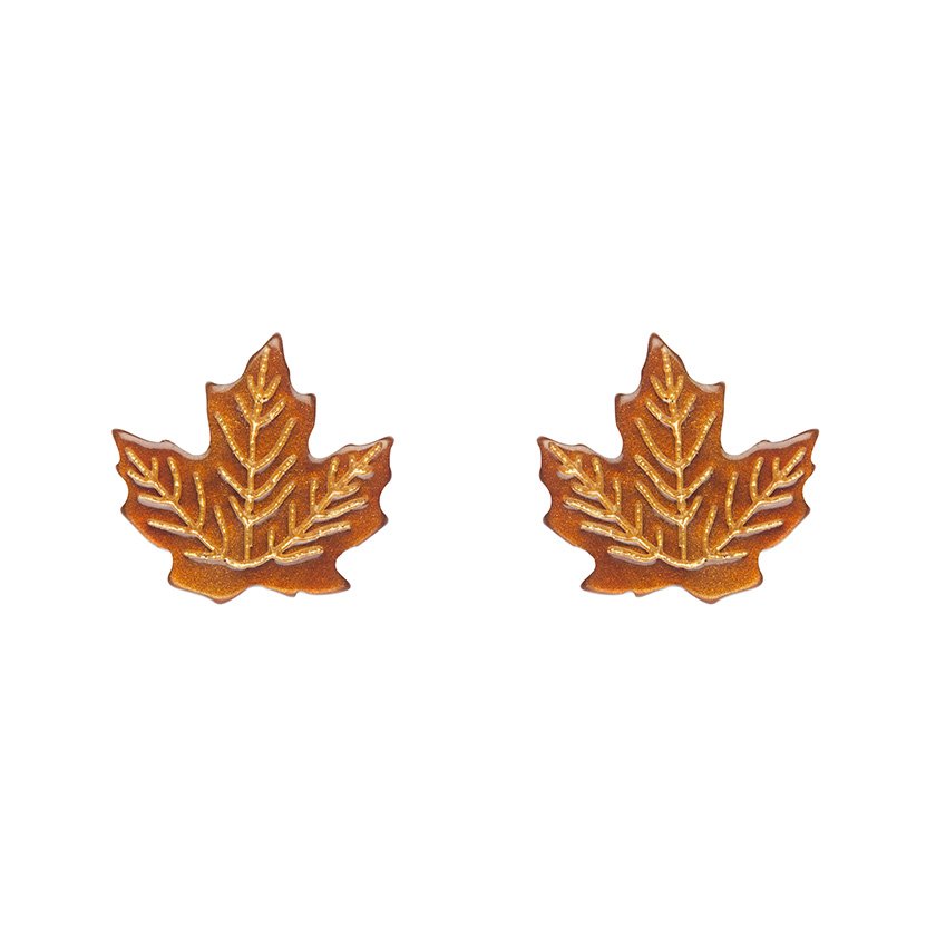 EECH111 Maple Leaf Stud Earrings - Orange-1.jpg